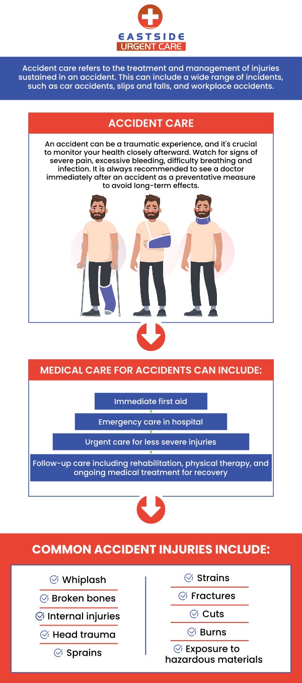 Choosing urgent care after an accident allows you to receive timely and comprehensive medical attention, ensuring that your injuries are properly evaluated and treated. Medical care for accidents is available at Eastside Urgent Care. If you are concerned about your life, then you should go to the emergency room right away. If your injuries are not life-threatening, urgent care is the best option. For more information, contact us or book a same-day priority appointment. You can also visit us online to get directions to our clinic. We are conveniently located at 872 Ohio Pike, Cincinnati, OH 45245. Choosing urgent care after an accident allows you to receive timely and comprehensive medical attention, ensuring that your injuries are properly evaluated and treated. Medical care for accidents is available at Eastside Urgent Care. If you are concerned about your life, then you should go to the emergency room right away. If your injuries are not life-threatening, urgent care is the best option. For more information, contact us or book a same-day priority appointment. You can also visit us online to get directions to our clinic. We are conveniently located at 872 Ohio Pike, Cincinnati, OH 45245.