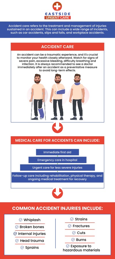Choosing urgent care after an accident allows you to receive timely and comprehensive medical attention, ensuring that your injuries are properly evaluated and treated. Medical care for accidents is available at Eastside Urgent Care. If you are concerned about your life, then you should go to the emergency room right away. If your injuries are not life-threatening, urgent care is the best option. For more information, contact us or book a same-day priority appointment. You can also visit us online to get directions to our clinic. We are conveniently located at 872 Ohio Pike, Cincinnati, OH 45245. Choosing urgent care after an accident allows you to receive timely and comprehensive medical attention, ensuring that your injuries are properly evaluated and treated. Medical care for accidents is available at Eastside Urgent Care. If you are concerned about your life, then you should go to the emergency room right away. If your injuries are not life-threatening, urgent care is the best option. For more information, contact us or book a same-day priority appointment. You can also visit us online to get directions to our clinic. We are conveniently located at 872 Ohio Pike, Cincinnati, OH 45245.